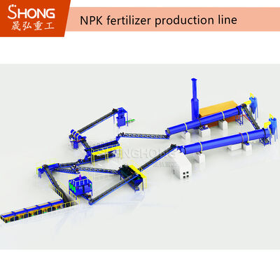 خط إنتاج الأسمدة NPK للعملية الجافة مع حبات 2-4mm ومحتوى المغذيات ≥ 90%